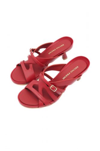 Bruno Premi mule Rouge femmes (mule talon fin bisauté - 5009 rock cuir red) - Marine | Much more than shoes