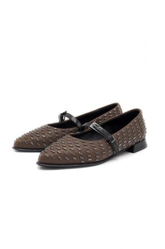 Ballerines brunes avec rivets plats BRUNO PREMI | Marine