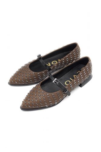 Ballerines brunes avec rivets plats BRUNO PREMI | Marine