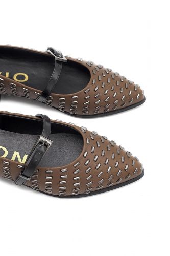 Ballerines brunes avec rivets plats BRUNO PREMI | Marine