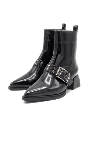 Boots noir vernies avec une grosse boucle sur le devant BRUNO PREMI | Marine