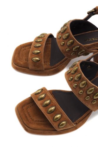 Bruno Premi Sandale Naturel femmes (sandale 2 brides talon haut large - 5204 cognac) - Marine | Much more than shoes