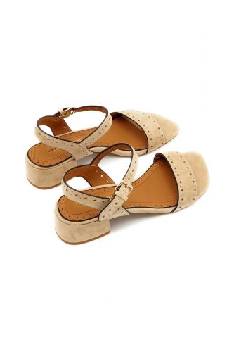 Bruno Premi Sandale Beige femmes (sandale talon bas  - 4204 nubuk perforé amande) - Marine | Much more than shoes