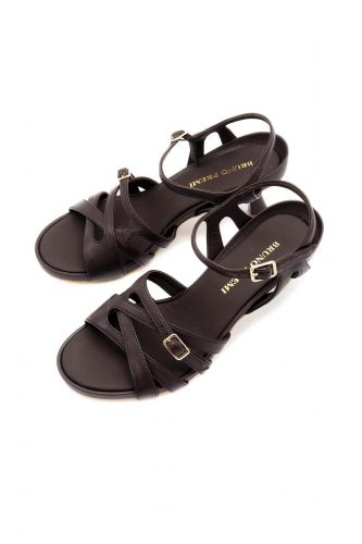 Bruno Premi Sandale Brun femmes (sandale talon fin bisauté - 5010 rock cuir marron) - Marine | Much more than shoes