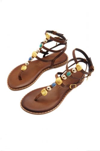 Spartiate camel avec pierres multi CARYATIS | Marine