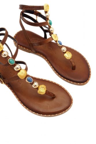 Spartiate camel avec pierres multi CARYATIS | Marine