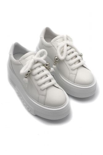 Baskets en cuir blanc CASADEI | Marine