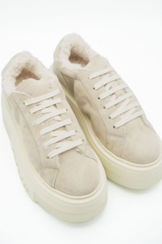 Baskets en nubuk beige avec intérieur teddy CASADEI | Marine