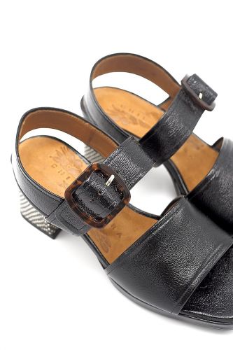 Sandale à talon en cuir vernis noir CHIE MIHARA | Marine