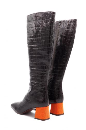 Bottes hautes à talons effet croco noires CHIE MIHARA | MARINE Auvelais