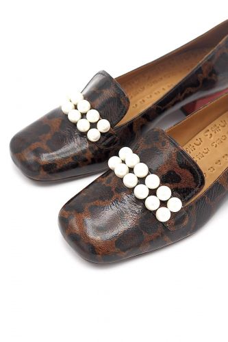 Mocassin en cuir vernis léopard CHIE MIHARA | Marine