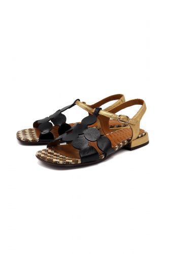 Sandales en vernis noir et bride dorée CHIE MIHARA | Marine