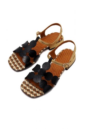 Sandales en vernis noir et bride dorée CHIE MIHARA | Marine