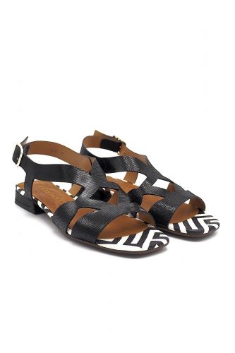 Sandales plates en cuir noir CHIE MIHARA | Marine