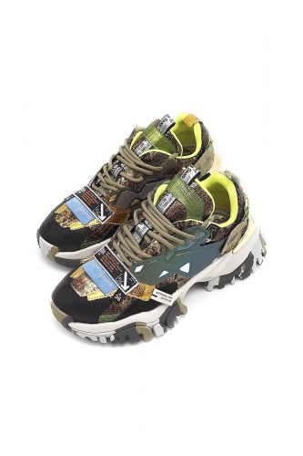 Baskets multi kaki & vert fluo JOIA | Marine