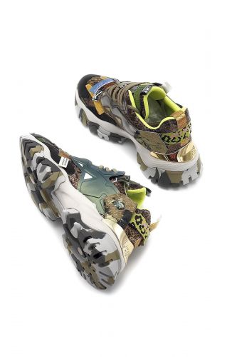 Baskets multi kaki & vert fluo JOIA | Marine