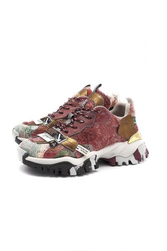 Basket bordeaux avec poils érrayés JOIA | Marine