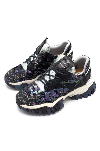 CLJD basket bas Noir femmes (semelle spéciale noir - F033 - 8103 sequins) - Marine | Much more than shoes