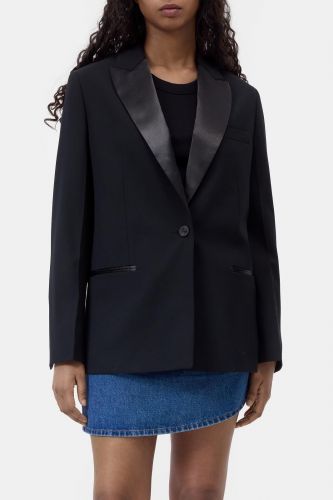 Blazer noir bi-matière CLOSED | Marine Auvelais 