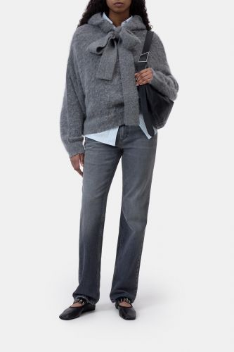 Hoodie gris avec gros noeud CLOSED | Marine Auvelais 