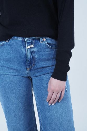 Jeans bleu avec franges CLOSED | Marine