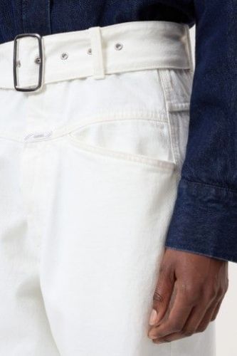 Closed Femme pantalon Blanc femmes (Jeans loose blanc + ceinture - poches en - DENI X ) - Marine | Much more than shoes