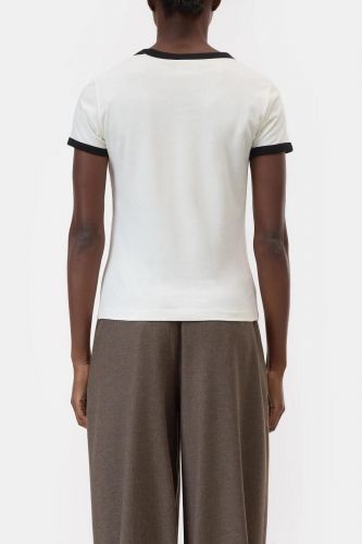 Closed Femme tee-Shirt Blanc femmes (tshirt vintage bord bleu - C95671) - Marine | Much more than shoes