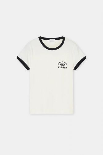 Closed Femme tee-Shirt Blanc femmes (tshirt vintage bord bleu - C95671) - Marine | Much more than shoes
