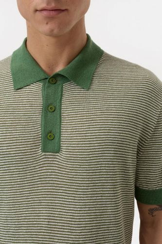 Polo ligné vert & blanc CLOSED | Marine