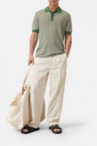 Polo ligné vert & blanc CLOSED | Marine