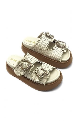 Mules en cuir tressé blanc CORAL BLU | Marine