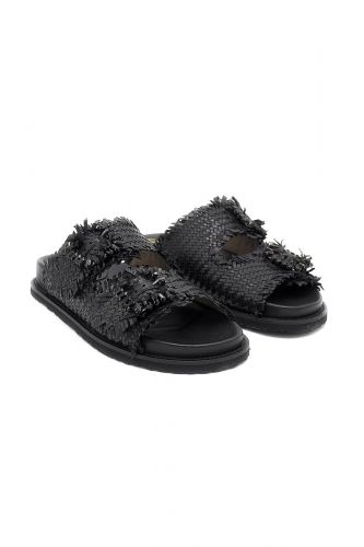 Mules en cuir tressé noir CORAL BLU | Marine