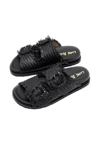 Mules en cuir tressé noir CORAL BLU | Marine