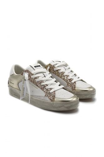 Baskets en cuir blanc & doré CRIME | Marine