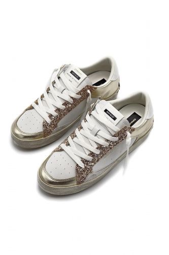 Baskets en cuir blanc & doré CRIME | Marine