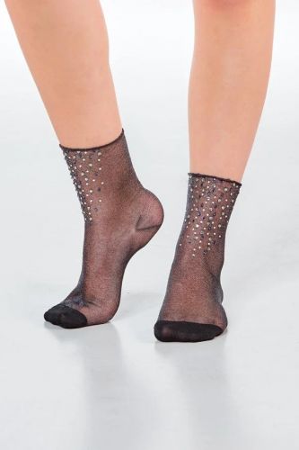 DailySocks chaussette Noir femmes (Girly noir perles - LAILA noir) - Marine | Much more than shoes