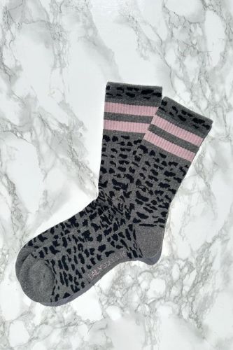 DailySocks chaussette Gris femmes (Motif animals gris/rose - AMANDA gris/rose) - Marine | Much more than shoes