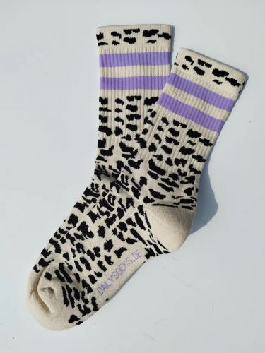 DailySocks chaussette Parme femmes (Motif animals lilas - AMANDA lilas léo) - Marine | Much more than shoes