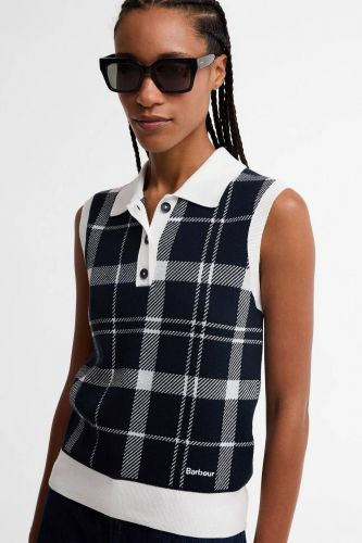 Débardeur style polo tartan bleu marine BARBOUR | Marine