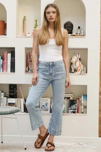 Jeans flare taille haute DENIM STUDIO | Marine