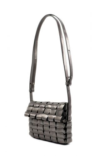 Pochette cuir tressé en acier métallisé DRAGON DIFFUSION | Marine