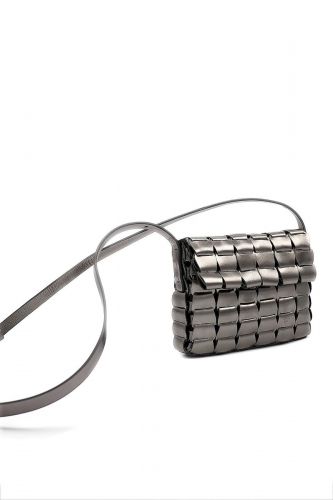 Pochette cuir tressé en acier métallisé DRAGON DIFFUSION | Marine