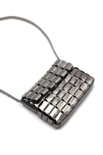 Pochette cuir tressé en acier métallisé DRAGON DIFFUSION | Marine