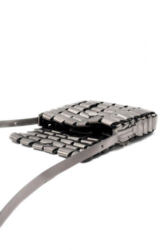 Pochette cuir tressé en acier métallisé DRAGON DIFFUSION | Marine