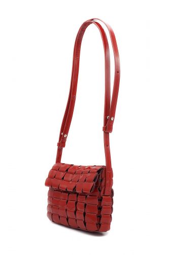 Pochette rouge vernis en cuir tressé DRAGON DIFFUSION | Marine