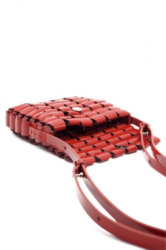 Pochette rouge vernis en cuir tressé DRAGON DIFFUSION | Marine