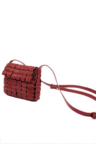 Pochette rouge vernis en cuir tressé DRAGON DIFFUSION | Marine