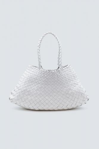 Dragon Diffusion sac Blanc femmes (Cuir tressé grand trapèze porté épaule L - SANTA CROCE BIG blanc) - Marine | Much more than shoes