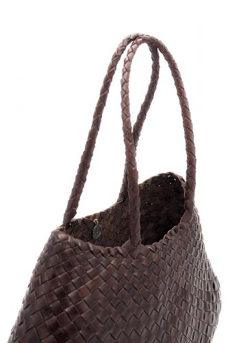 Dragon Diffusion sac Naturel femmes (Cuir tressé petit trapèze bruciato L: 32 - ROSANNA tressé brucciato natur) - Marine | Much more than shoes