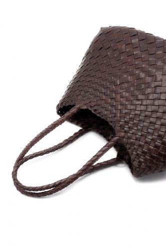 Dragon Diffusion sac Naturel femmes (Cuir tressé petit trapèze bruciato L: 32 - ROSANNA tressé brucciato natur) - Marine | Much more than shoes